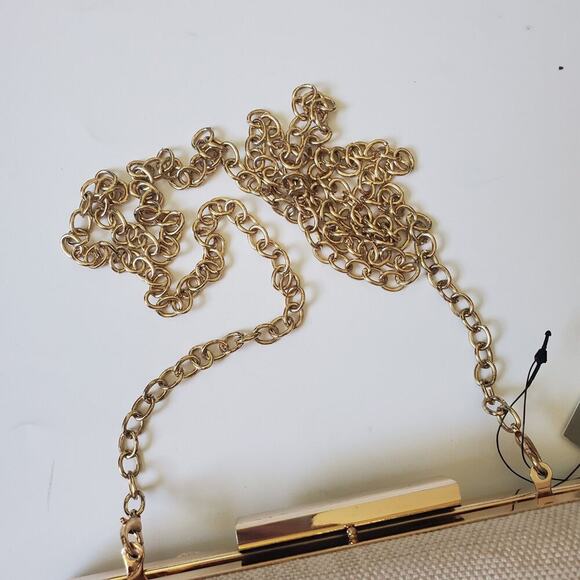 Sondra Roberts Hard Shell Clutch Purse 3D Flowers Chain Strap Clasp Closure NEW - Picture 7 of 16